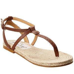 Jack Rogers Evie Cognac Leather Sandals 8.5